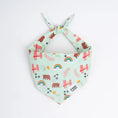 Load image into Gallery viewer, Mint green dog bandana with California bears, Golden Gate Bridge, rainbows, and paw prints design