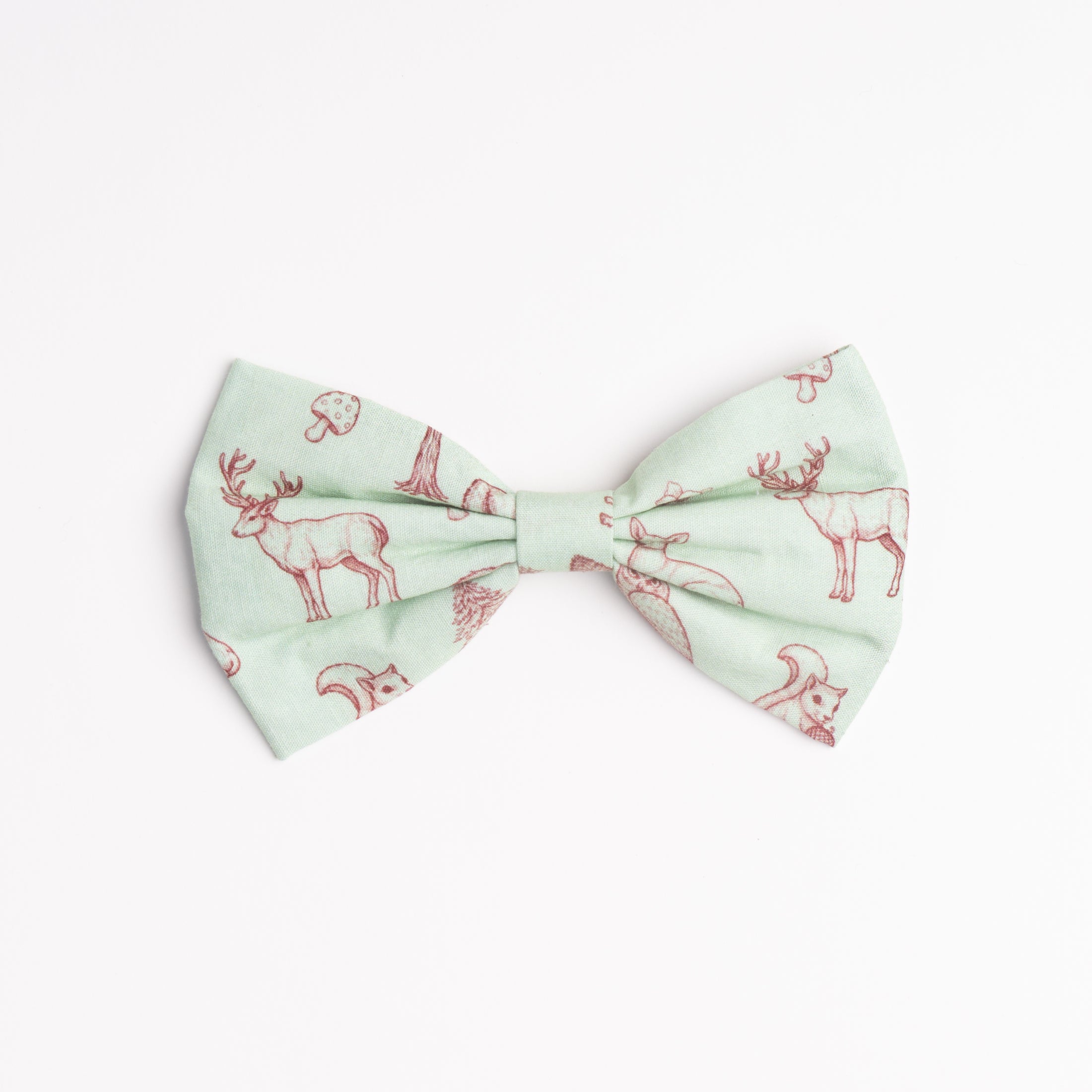 Forest Dweller dog bowtie by Paw Theory Pets x Sophia Lee Art — mossy green woodland-inspired design