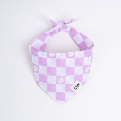 Lilac Checkered Dog Bandana