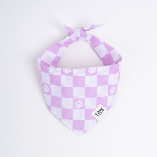 Lilac Checkered Dog Bandana