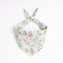 Forest Dweller dog bandana flat lay — mossy green woodland print by Paw Theory Pets x Sophia Lee Art